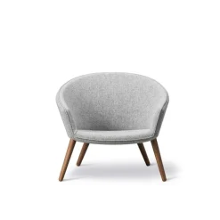 Fredericia Ditzel lounge chair, light grey - lacquered walnut