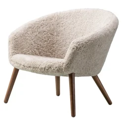 Fredericia Ditzel lounge chair, Moonlight sheepskin - walnut