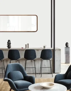 Fredericia Eyes 4 Leg bar chair, brushed chrome - black