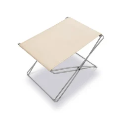 Fredericia JG folding stool, brushed steel - natural leather