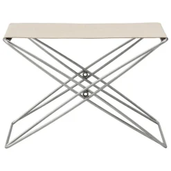 Fredericia JG folding stool, brushed steel - natural canvas
