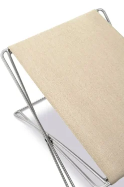 Fredericia JG folding stool, brushed steel - natural canvas