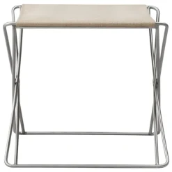 Fredericia JG folding stool, brushed steel - natural canvas