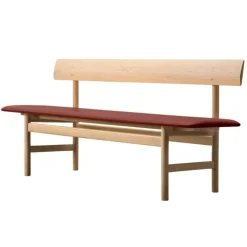 Fredericia Mogensen 3171 bench, soaped oak - burnt sienna leather