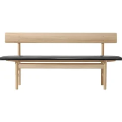 Fredericia Mogensen 3171 bench, soaped oak - black leather