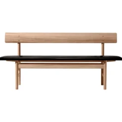 Fredericia Mogensen 3171 bench, oiled oak - black leather