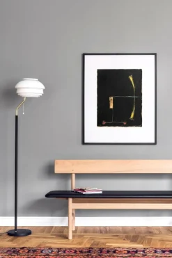 Fredericia Mogensen 3171 bench, oiled oak - black leather