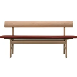 Fredericia Mogensen 3171 bench, oiled oak - burnt sienna leather leather