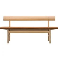 Fredericia Mogensen 3171 bench, soaped oak - Omni cognac leather