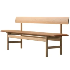 Fredericia Mogensen 3171 bench, soaped oak - Omni cognac leather