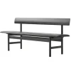 Fredericia Mogensen 3171 bench, black lacquered oak - black leather