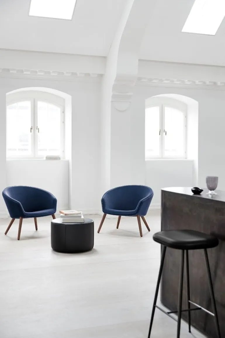 Fredericia Mono pouf 55 cm, black leather