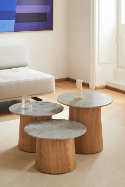 Fredericia Niveau coffee table, 45 cm, oiled ash - tundra grey