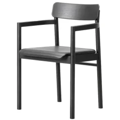 Fredericia Post armchair, black lacquered oak - black leather
