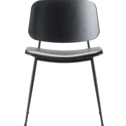 Fredericia Søborg chair 3061,  black steel base, black oak - black leather