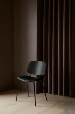 Fredericia Søborg chair 3061,  black steel base, black oak - black leather