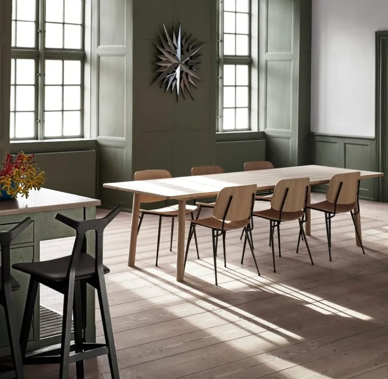 Fredericia Søborg chair 3060, black steel base, lacquered oak