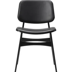 Fredericia Søborg chair 3052, wood base, black oak - black leather