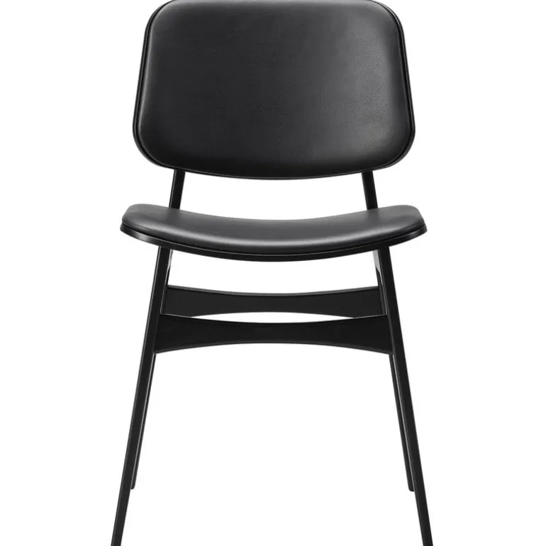 Fredericia Søborg chair 3052, wood base, black oak - black leather