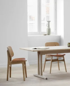 Fredericia Søborg chair 3051, wood base, lacquered oak - cognac leather