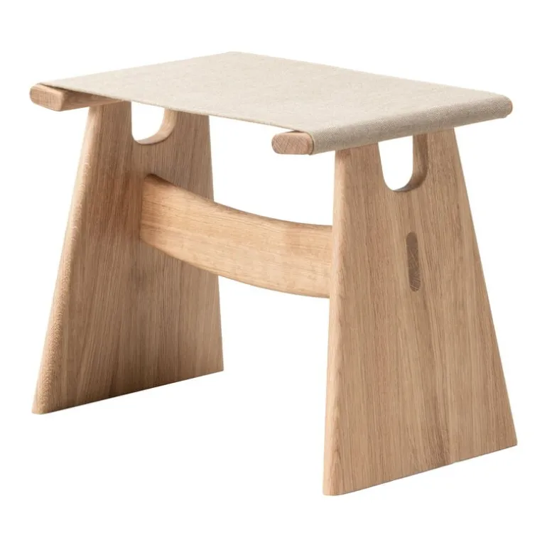 Fredericia Seto stool, black light oiled oak - natural canvas