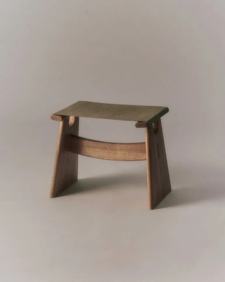 Fredericia Seto stool, black light oiled oak - natural canvas