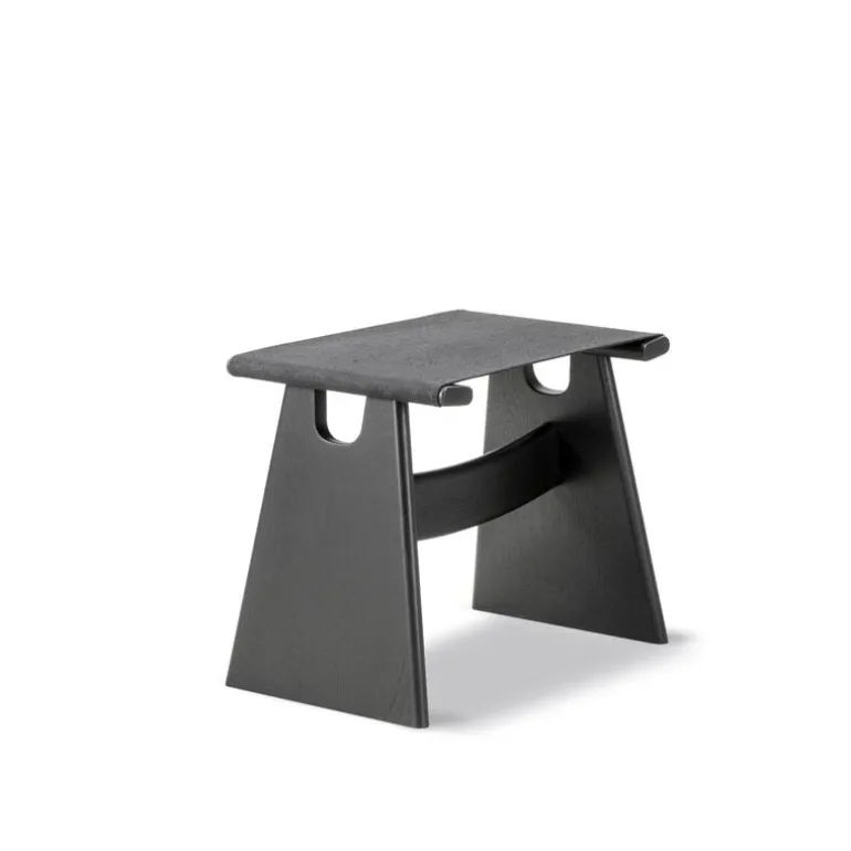 Fredericia Seto stool, black lacquered oak - black canvas