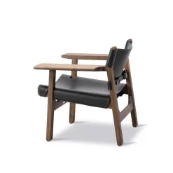 Fredericia The Spanish Chair, black leather - oiled walnut