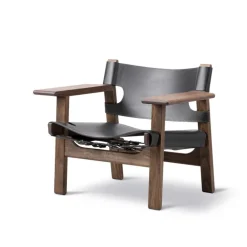 Fredericia The Spanish Chair, black leather - oiled walnut