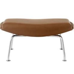 Fredericia Wegner Ox ottoman, brushed chrome - cognac leather