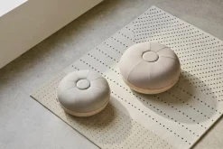 Fritz Hansen CM Pouf, small, light grey leather