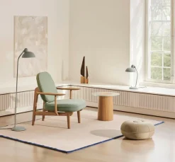 Fritz Hansen CM Pouf, small, light grey leather