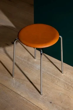 Fritz Hansen Dot stool, walnut leather - chrome