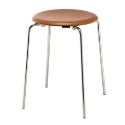 Fritz Hansen Dot stool, walnut leather - chrome