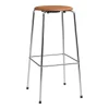 Fritz Hansen High Dot bar stool, 76 cm, chrome - walnut brown leather