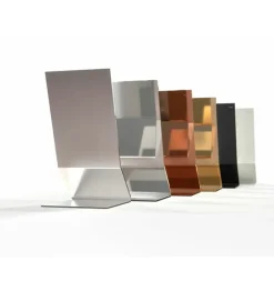 Frost Unu table mirror, brushed steel