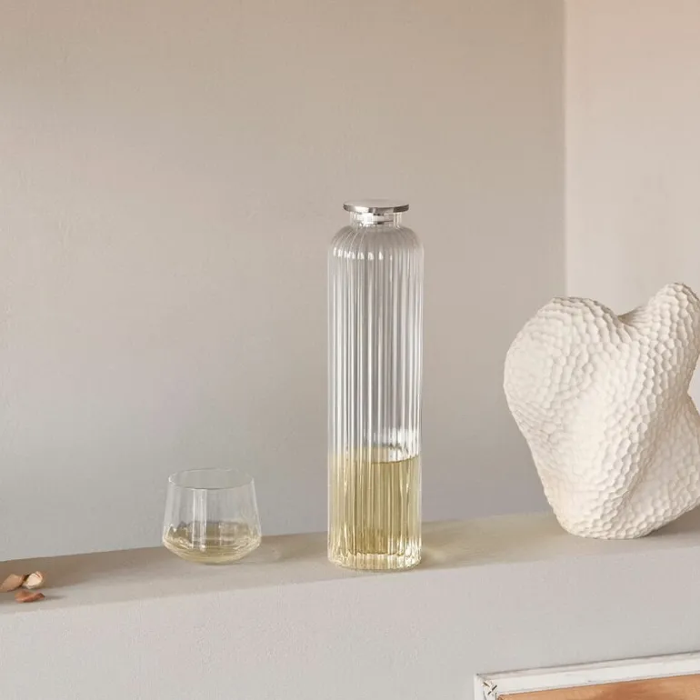 Georg Jensen Bernadotte carafe, 1 L, crystal glass - stainless steel