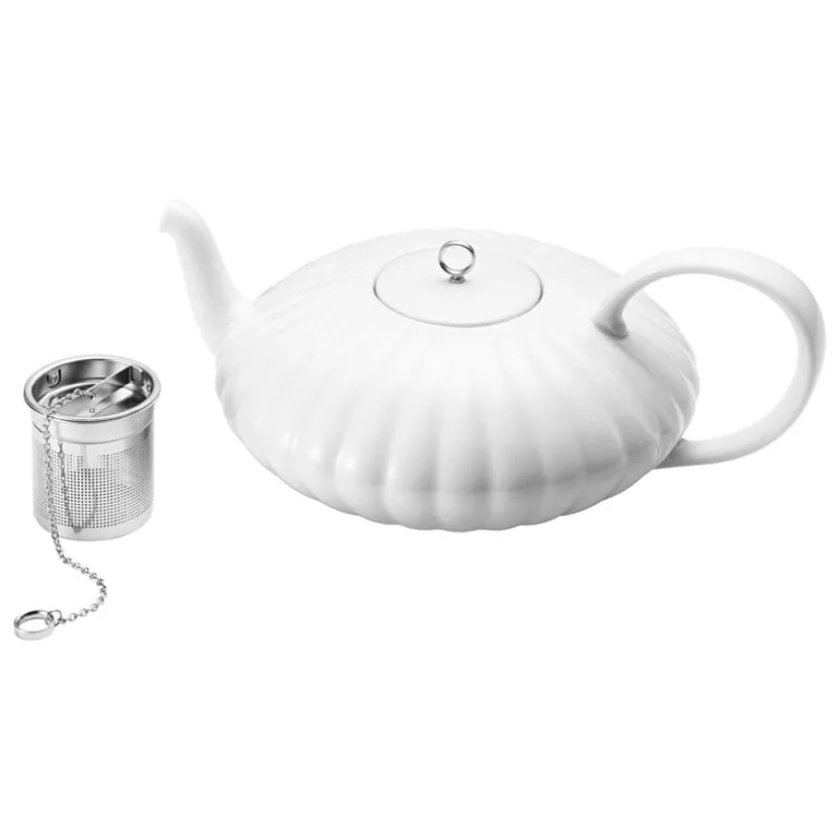 Georg Jensen Bernadotte tea pot, 1,2 L, porcelain - stainless steel