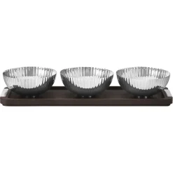 Georg Jensen Bernadotte tray with bowls, steel - smoked oak