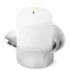 Georg Jensen Bloom pillar candleholder, stainless steel