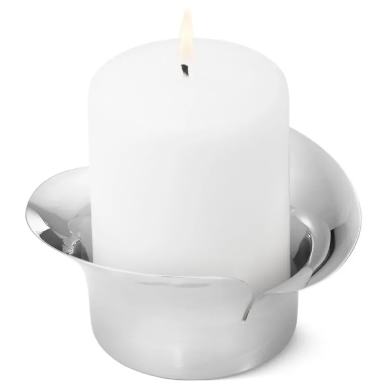 Georg Jensen Bloom pillar candleholder, stainless steel