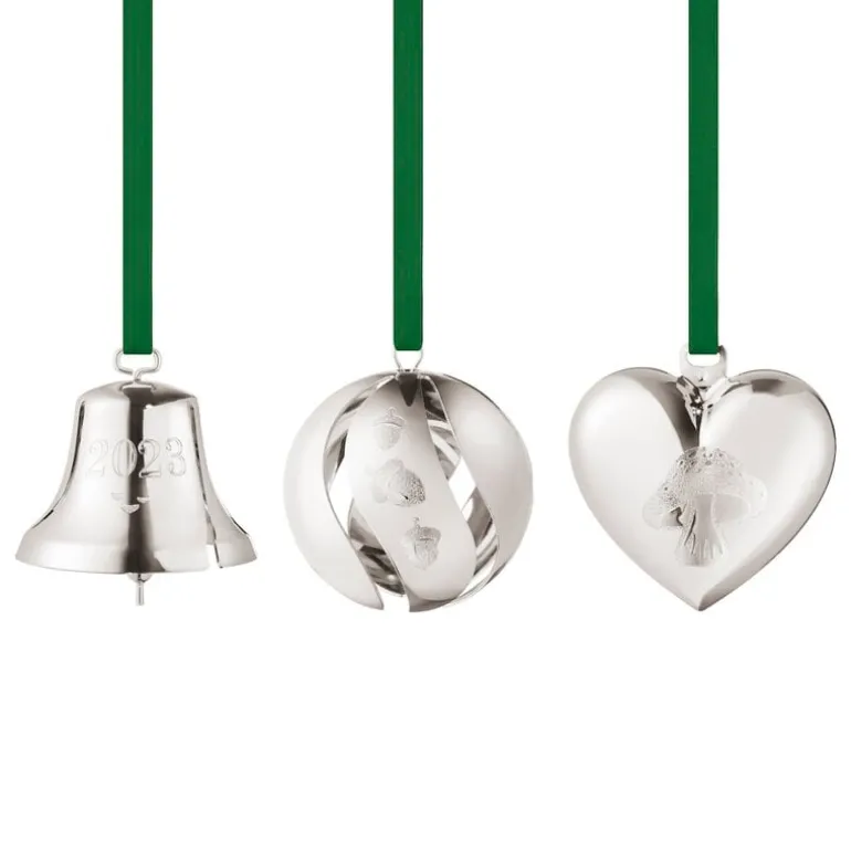 Georg Jensen Collectable ornament 2023, 3 pcs, palladium plated brass