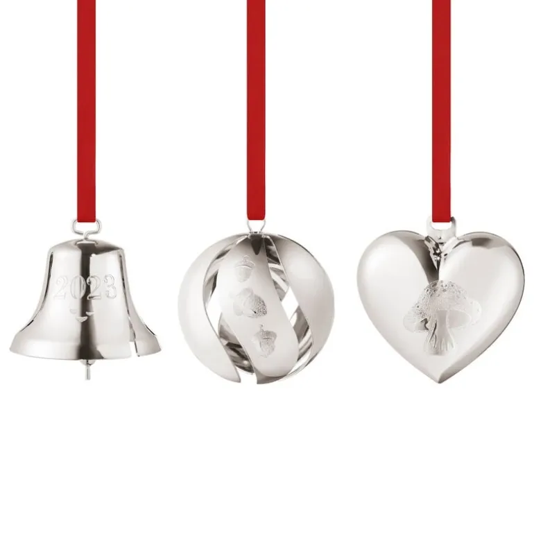 Georg Jensen Collectable ornament 2023, 3 pcs, palladium plated brass
