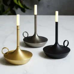 Graypants Wick S portable table lamp, brass