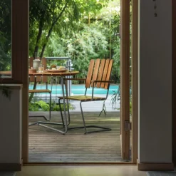 Grythyttan Stålmöbler Armchair A2, galvanized steel - teak