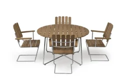 Grythyttan Stålmöbler Armchair A2, galvanized steel - oiled oak
