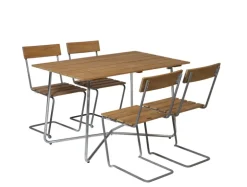 Grythyttan Stålmöbler Table B25A, 120 x 70 cm, galvanized steel - teak