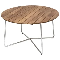 Grythyttan Stålmöbler Table 9A, 120 cm, galvanized steel - teak