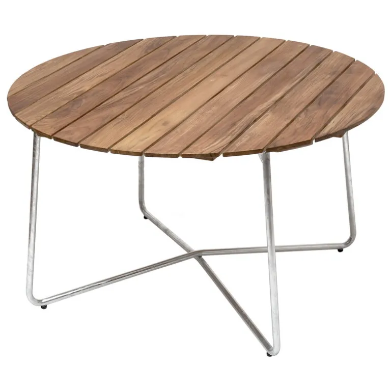 Grythyttan Stålmöbler Table 9A, 120 cm, galvanized steel - teak