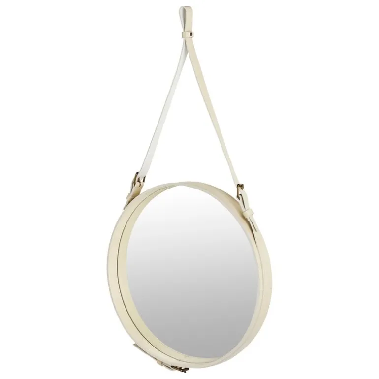 GUBI Adnet mirror, M, cream leather